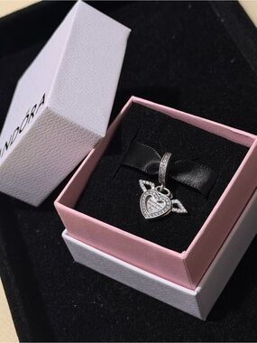 Heart & Angel Wings Dangle Charm